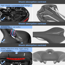 Load image into Gallery viewer, Unisex Soft Rubber Bike Saddle Dual Shock Absorbing Mountain Bicycle Cushion Pad Breathable Comfortable Bike Seat Cushion Bicycle Seat For Men Women With Dual Shock Absorbing Ball Memory Foam Waterproof Wide Bicycle Saddle Fit