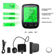Load image into Gallery viewer, LCD Digital Bicycle Computer Waterproof Cycle Bike Stopwatch Wire Odometer Speedometer Automatic Wake-Up Cycling Computer LCD Backlight Displays Cycling Accessories Accurate Speed Tracking