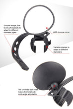 Load image into Gallery viewer, New Universal Rotate Bike Rearview Mirror Unique Bicycle Handlebar Mounted Convex Rear View Mirror Adjustable Full Rotatable Rearview Bicycle Mirrors Wide Angle Acrylic Convex Cycling Safety Mirror For Road Bike