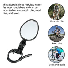 Load image into Gallery viewer, Handlebar Bike Mirror Bicycle Rear view Lens Wide-Angle Safety Mirror Mountain Road Bicycle Wide-Angle Reflector Rotatable Handlebar Mirror Wide Angle Bicycle Mirror Cycling Rear View Mirror Shockproof Acrylic Convex Mirror Safe Rearview Mirror