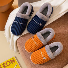 Load image into Gallery viewer, Women Winter Slippers Female Plush Thick Bottom Home Cotton Shoes Non-Slip Comfortable Indoors Flats Men's Plush Fleece Lined House Shoes Indoor Outdoor Anti-Skid Rubber Sole