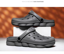 Load image into Gallery viewer, Cool Slippers Summer Hole Shoes Rubber Clogs Men Garden Shoes Gray Beach Flat Summer Beach Sandals Adjustable Slide Garden Shoes Lightweight Nonslip Clogs