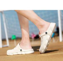 Load image into Gallery viewer, Cool Slippers Summer Hole Shoes Rubber Clogs Men Garden Shoes Gray Beach Flat Summer Beach Sandals Adjustable Slide Garden Shoes Lightweight Nonslip Clogs