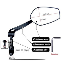 Load image into Gallery viewer, Smart Bicycle Stylish Handlebar Design Reflector Rear View Mirror Mountain Bike Electrical Bike Scooter HD Wide-Range Adjustable Angles Mirror Wide Range Back Reflector Vision Adjustable Left Right Mirrors For Road Electric Bike