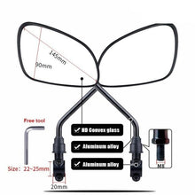Load image into Gallery viewer, Smart Bicycle Stylish Handlebar Design Reflector Rear View Mirror Mountain Bike Electrical Bike Scooter HD Wide-Range Adjustable Angles Mirror Wide Range Back Reflector Vision Adjustable Left Right Mirrors For Road Electric Bike