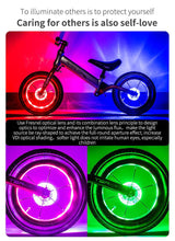 Load image into Gallery viewer, Smart LED Bicycle Wheel Light Bike Front Tail Hub Spoke Lamp Rechargeable Kids Balance Bike Light Colorful Bicycle Hub Light With Optical Design Vibration Sensor USB Rechargeable Waterproof Good Bike Gift For Teenagers