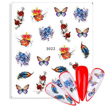 Load image into Gallery viewer, Water Decals Nail Tattoo Wolf Animal 3D Embossed Nail Sticker Flower Adhesive Manicure Slider Nail Art Tips Curve Graffiti Nail Design for Acrylic Nail Supplies Designer Nail Decorations for Women Girls Kids 3D Nail Art Stickers Decals