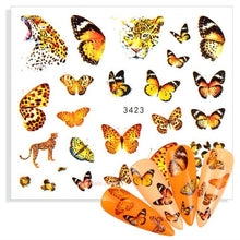 Load image into Gallery viewer, Water Decals Nail Tattoo Wolf Animal 3D Embossed Nail Sticker Flower Adhesive Manicure Slider Nail Art Tips Curve Graffiti Nail Design for Acrylic Nail Supplies Designer Nail Decorations for Women Girls Kids 3D Nail Art Stickers Decals