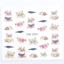 Load image into Gallery viewer, Water Decals Nail Tattoo Wolf Animal 3D Embossed Nail Sticker Flower Adhesive Manicure Slider Nail Art Tips Curve Graffiti Nail Design for Acrylic Nail Supplies Designer Nail Decorations for Women Girls Kids 3D Nail Art Stickers Decals
