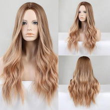 Load image into Gallery viewer, Long Dark Brown Synthetic Wigs for Women Silky Wavy Wig With Air Bangs Heat Resistant Fiber Cosplay Daily Party Replacement Wig Wigs For Black Women Cosplay Wigs For Women
