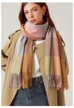 Load image into Gallery viewer, Luxury Fashion Autumn Winter Soft Warm Scarf Plaid Colorful Hijabs Cashmere Scarves Warm Soft Bandana Women's Lightweight Scarves Elegant Echarpe Escharpe Soft Wool Elegant Tassel For Women
