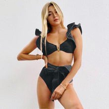 Load image into Gallery viewer, Two-Pieces Women Push-Up Padded Bra Ruffles Bandage Bikini Set Swimsuit Women's Bathing Suits Ruffles Flounce Bikini Sets Low Rise Two Piece Swimsuit Swimwear Bathing Suit Beachwear