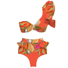 Load image into Gallery viewer, Two-Pieces Women Push-Up Padded Bra Ruffles Bandage Bikini Set Swimsuit Women's Bathing Suits Ruffles Flounce Bikini Sets Low Rise Two Piece Swimsuit Swimwear Bathing Suit Beachwear