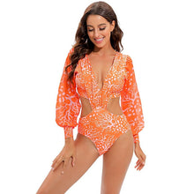 Load image into Gallery viewer, Surfing Swimsuit For Women Bikini Long Sleeve Swimwear Tiger Print Push Up Summer Bath Suit Two Piece Surfing Rash Guard Bikini Long Sleeve Swimsuit Set