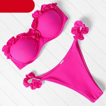 Load image into Gallery viewer, Bikini Set High Cut Solid Swimsuit Women Swimwear Push Up Bathing Suit Beachwear Leopard Bikini Women's Ribbed Underwire Bikini High Cut Bikini V Swimwear Butterfly Print High Leg Bikini Swimsuit