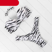 Load image into Gallery viewer, Bikini Set High Cut Solid Swimsuit Women Swimwear Push Up Bathing Suit Beachwear Leopard Bikini Women's Ribbed Underwire Bikini High Cut Bikini V Swimwear Butterfly Print High Leg Bikini Swimsuit