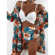Load image into Gallery viewer, Bikini Women Push Up Swimsuit 3 Piece Bikini Set With Cover Up Women's Fashion 3 Piece Tie Dye Top Bikini Set Swimsuit Cover Up Skirt Swimwear Push Up Bather Swim Wear