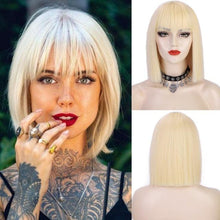 Load image into Gallery viewer, Glorious Synthetic Wigs Short Bob Wigs Black/Pink Bangs Wigs for Women Heat Resistant Fiber Hair Brazilin Wigs For Black Women Cosplay Wigs For Women