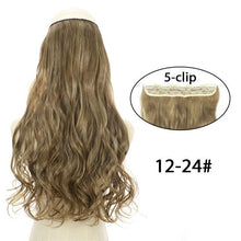 Load image into Gallery viewer, 5 Clip In Hair Extension Heat Resistant Fake Hairpieces Long Wavy Hairstyles Synthetic Clip Golden On Hair Extensions Straight Hair Extensions with Invisible Fish Line Layered Hairpiece