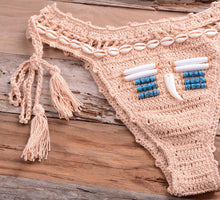 Load image into Gallery viewer, Vintage Blue Bikinis 2 Piece Halter Bikini Set Women High Waist Sequin Swimsuit Set Handmade Crochet High Quality Swimsuit Women Push Up Swimwear Knitted Beach Wear Bathing Suit