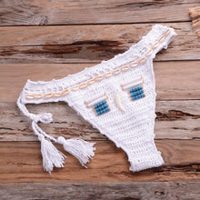Load image into Gallery viewer, Vintage Blue Bikinis 2 Piece Halter Bikini Set Women High Waist Sequin Swimsuit Set Handmade Crochet High Quality Swimsuit Women Push Up Swimwear Knitted Beach Wear Bathing Suit