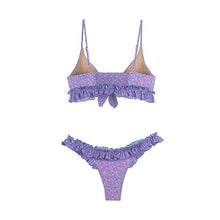 Load image into Gallery viewer, Female Swimsuit Women String Triangle Top Bikini Bottom Printed Push Up Swimsuit Bikini Sets Two Piece Split Button Beachwear Bathing Suit High Waist Bathing Suit High Cut