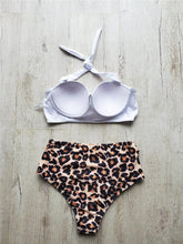 Load image into Gallery viewer, Leaf Floral Bikini Set Women Backless High-Waist Two Pieces Swimwear Beach Bathing Suits Swimsuits Women's Ruffle Bandage Bikini High Waist Bottoms Two Piece Swimsuits