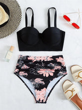 Load image into Gallery viewer, Leaf Floral Bikini Set Women Backless High-Waist Two Pieces Swimwear Beach Bathing Suits Swimsuits Women's Ruffle Bandage Bikini High Waist Bottoms Two Piece Swimsuits