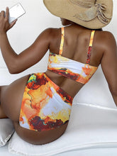 Load image into Gallery viewer, Leaf Floral Bikini Set Women Backless High-Waist Two Pieces Swimwear Beach Bathing Suits Swimsuits Women's Ruffle Bandage Bikini High Waist Bottoms Two Piece Swimsuits