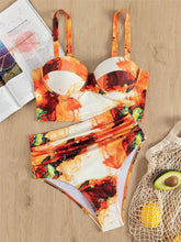 Load image into Gallery viewer, Leaf Floral Bikini Set Women Backless High-Waist Two Pieces Swimwear Beach Bathing Suits Swimsuits Women's Ruffle Bandage Bikini High Waist Bottoms Two Piece Swimsuits