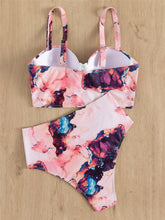 Load image into Gallery viewer, Leaf Floral Bikini Set Women Backless High-Waist Two Pieces Swimwear Beach Bathing Suits Swimsuits Women's Ruffle Bandage Bikini High Waist Bottoms Two Piece Swimsuits