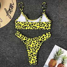 Load image into Gallery viewer, Neon Yellow Green Swimsuit Women Push Up Padded Micro Bikini Summer Beach Bathing Suit Beach Swimwear Women's Scoop Neck Cut Out Front Lace Up Back High Cut One Piece Swimsuit