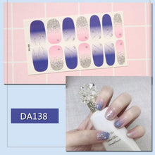 Load image into Gallery viewer, Nail Wraps Polish Decals Strips Golden Glitter 3D Adhesive Full Nail Art Stickers Manicure Kits Women Nail Decorations Accessories Metal Curve Stripe Lines Design Letter Nail Sticker Adhesive Decoration Template Nail Tool Decorations