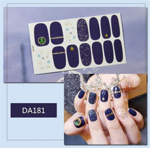 Load image into Gallery viewer, Nail Wraps Polish Decals Strips Golden Glitter 3D Adhesive Full Nail Art Stickers Manicure Kits Women Nail Decorations Accessories Metal Curve Stripe Lines Design Letter Nail Sticker Adhesive Decoration Template Nail Tool Decorations
