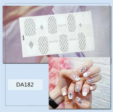 Load image into Gallery viewer, Nail Wraps Polish Decals Strips Golden Glitter 3D Adhesive Full Nail Art Stickers Manicure Kits Women Nail Decorations Accessories Metal Curve Stripe Lines Design Letter Nail Sticker Adhesive Decoration Template Nail Tool Decorations