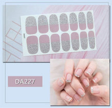 Load image into Gallery viewer, Nail Wraps Polish Decals Strips Golden Glitter 3D Adhesive Full Nail Art Stickers Manicure Kits Women Nail Decorations Accessories Metal Curve Stripe Lines Design Letter Nail Sticker Adhesive Decoration Template Nail Tool Decorations