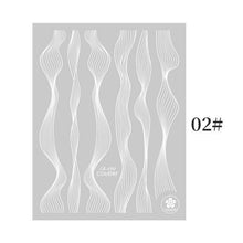 Load image into Gallery viewer, Black White 3D Nail Stickers Metal Gold Silver Geometric Tassel Strip Line Adhesive Transfer Decals Nail Art Design Gold Silver Metal Nail Sticker Metallic Curve Strip Line Nail Decal Self-Adhesive 3D Wave Design Nail Tips Decorations Manicure for Women