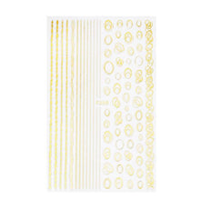 Load image into Gallery viewer, Black White 3D Nail Stickers Metal Gold Silver Geometric Tassel Strip Line Adhesive Transfer Decals Nail Art Design Gold Silver Metal Nail Sticker Metallic Curve Strip Line Nail Decal Self-Adhesive 3D Wave Design Nail Tips Decorations Manicure for Women