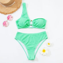 Load image into Gallery viewer, Women One-Shoulder Bikini Swimsuit Women Push Up Swimwear Women's Bathing Suit Comfortable Bikini Ribbed Two Piece Swimsuit Bikini Set Summer Bathing Suit Beach Wear Swimming Suit