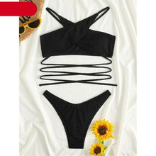 Load image into Gallery viewer, Women One-Shoulder Bikini Swimsuit Women Push Up Swimwear Women's Bathing Suit Comfortable Bikini Ribbed Two Piece Swimsuit Bikini Set Summer Bathing Suit Beach Wear Swimming Suit