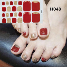 Load image into Gallery viewer, Toe Nail Sticker Wraps Adhesive Decals Toenail Polish Strips DIY Pedicure Foot Decals Manicure Strips Decals Full Wraps Women Glitter Toenail Nail Polish Strips Decals Full Wraps Self Adhesive Toe Nail Tip Full Toe Nail Wraps Feet Decorations