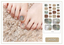 Load image into Gallery viewer, Toe Nail Sticker Wraps Adhesive Decals Toenail Polish Strips DIY Pedicure Foot Decals Manicure Strips Decals Full Wraps Women Glitter Toenail Nail Polish Strips Decals Full Wraps Self Adhesive Toe Nail Tip Full Toe Nail Wraps Feet Decorations