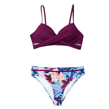 Load image into Gallery viewer, Push Up Floral Bikini Sets Women Two Pieces Swimsuits Women's Bathing Suits Push Up Halter Bandage Bikini Floral Printing Swim Bottoms Two Piece Swimsuits New Girl Beach Bathing Suits Swimwear