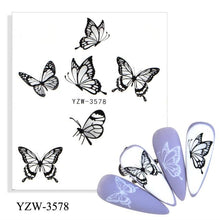 Load image into Gallery viewer, Autumn Simple Green Pink Pattern Water Nail Decal Sticker Flower Leaf Tree Winter Slider For Nail Art Manicuring Decoration Decals for Nail Art Decoration Including Hearts Stars Letters Bowknot Leaves Flowers Plants Fruits Butterflies