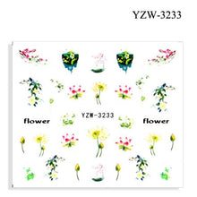 Load image into Gallery viewer, Autumn Simple Green Pink Pattern Water Nail Decal Sticker Flower Leaf Tree Winter Slider For Nail Art Manicuring Decoration Decals for Nail Art Decoration Including Hearts Stars Letters Bowknot Leaves Flowers Plants Fruits Butterflies