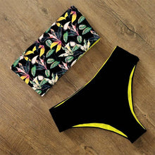 Load image into Gallery viewer, Bikini Swimwear Swimsuit Women Floral Print High Waist Bikini Set Back Cross Bathing Suit Female Beach Wear Women's Bikini Swimsuits Strapless Two Pieces Bathing Suits
