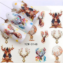 Load image into Gallery viewer, Sliders For Nails Winter Nail Stickers Elk Wolf Animal Sticker Figure Art Transfer Flowers Butterflies Watermark Water Slider Art Nail Stickers Sexy Girl Designs Comics Water Transfer Decals Manicure Lips Nail Art Decorations Slider Nail Art Stickers