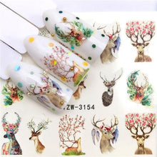 Load image into Gallery viewer, Sliders For Nails Winter Nail Stickers Elk Wolf Animal Sticker Figure Art Transfer Flowers Butterflies Watermark Water Slider Art Nail Stickers Sexy Girl Designs Comics Water Transfer Decals Manicure Lips Nail Art Decorations Slider Nail Art Stickers