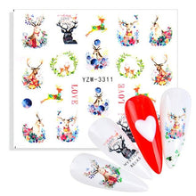 Load image into Gallery viewer, Sliders For Nails Winter Nail Stickers Elk Wolf Animal Sticker Figure Art Transfer Flowers Butterflies Watermark Water Slider Art Nail Stickers Sexy Girl Designs Comics Water Transfer Decals Manicure Lips Nail Art Decorations Slider Nail Art Stickers