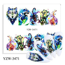 Load image into Gallery viewer, Sliders For Nails Winter Nail Stickers Elk Wolf Animal Sticker Figure Art Transfer Flowers Butterflies Watermark Water Slider Art Nail Stickers Sexy Girl Designs Comics Water Transfer Decals Manicure Lips Nail Art Decorations Slider Nail Art Stickers